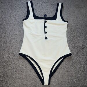 Same THE GRACE ONE PIECE Ribbed Cream/Black Size Medium
